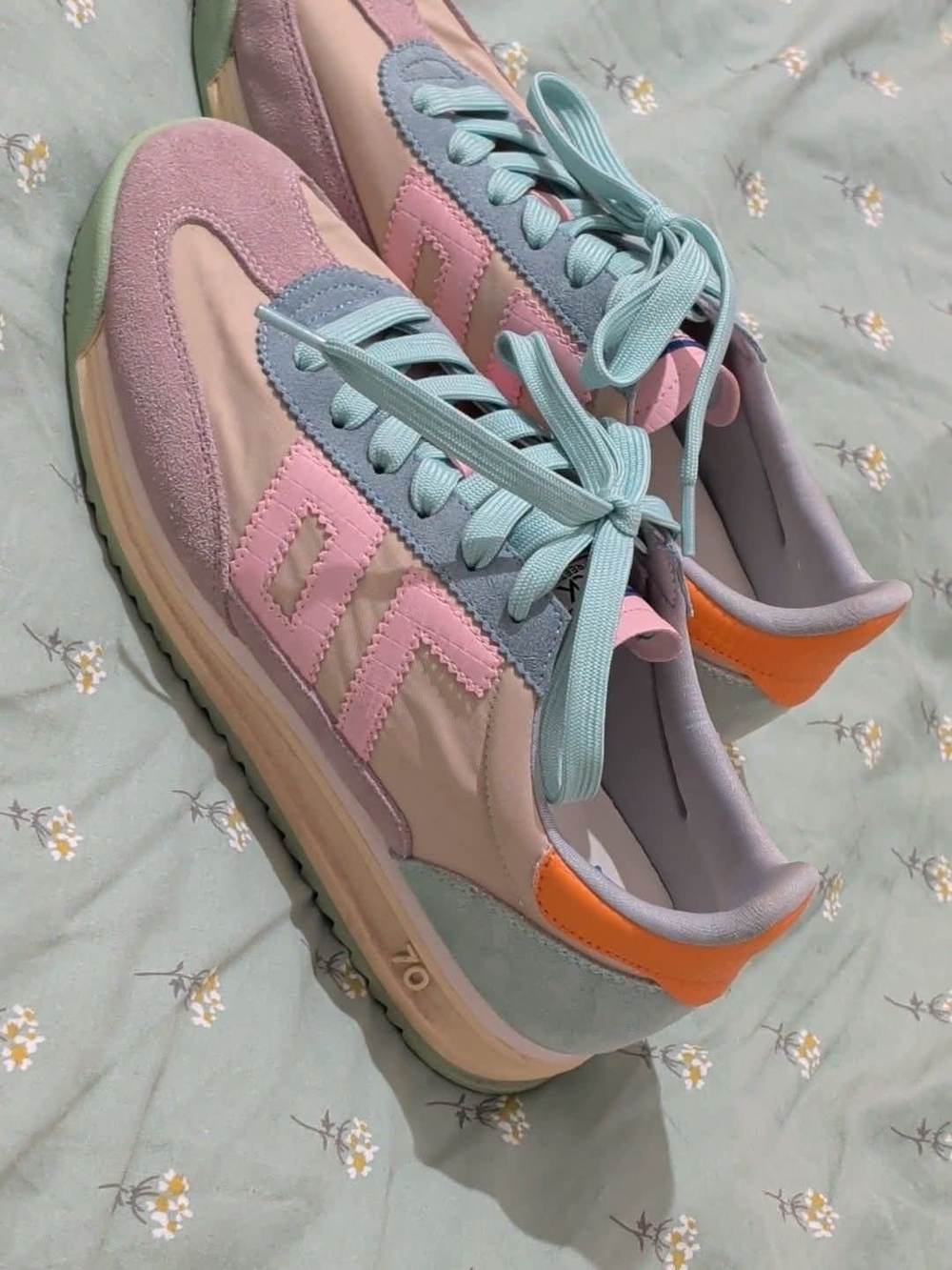 Women's Pastel Colorblock Sneakers in Pink, Mint & Orange